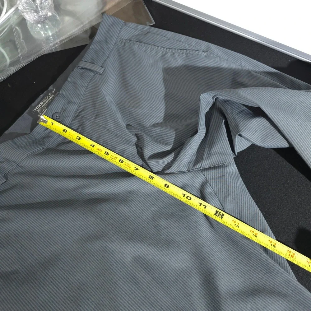 Nike Golf Dri Fit Pants Mens 34x32 Gray Stripe Tour Performance Athletic Stretch
